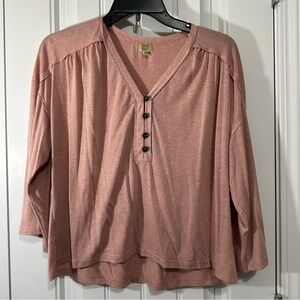 True Craft Blush Pink 3/4 sleeve,  V-Neck Blouse